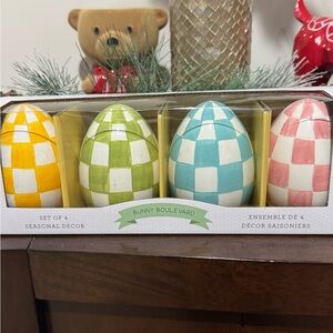 Checkered Egg Decor Set - Orange, Green, Blue, Pink